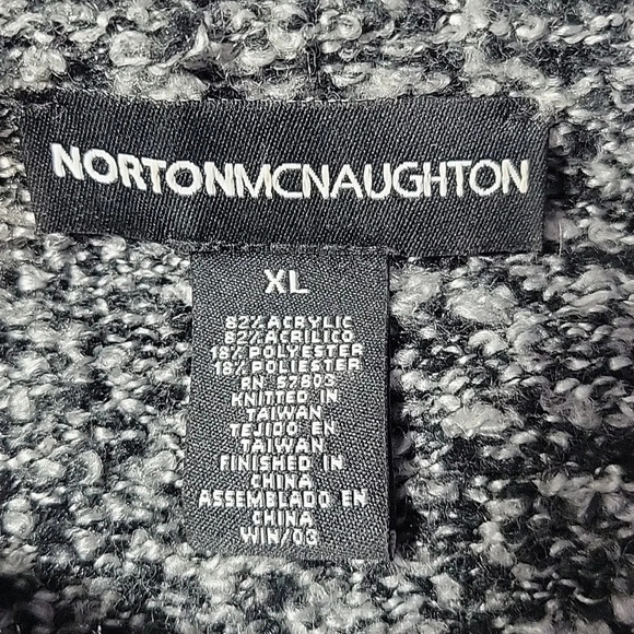 NORTON MCNAUGHTON Gray Tasseled Frayed Neckline Sweater XL - Picture 7 of 7